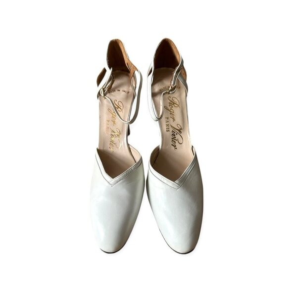 Vintage Roger Vivier White Leather Ankle Strap Heels – Made in Italy, 1960s–70s - Picture 5 of 16